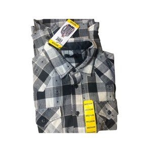 Frye Men's Small Black & White Plaid Button-Up Flannel Shirt